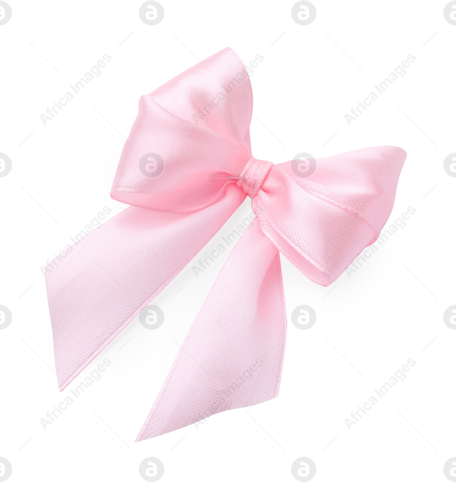Photo of Pink satin ribbon bow isolated on white