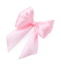 Pink satin ribbon bow isolated on white