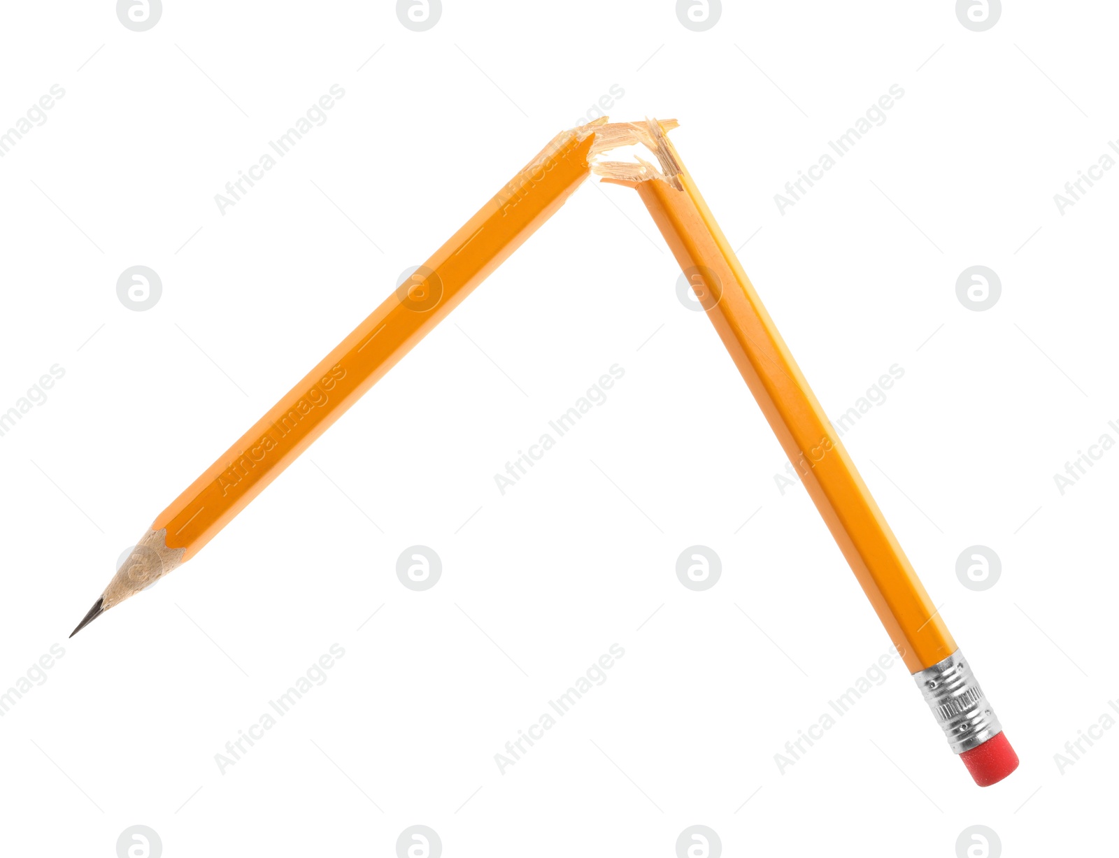 Photo of Broken graphite pencil on white background. School stationery