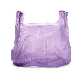 Photo of One purple plastic bag isolated on white