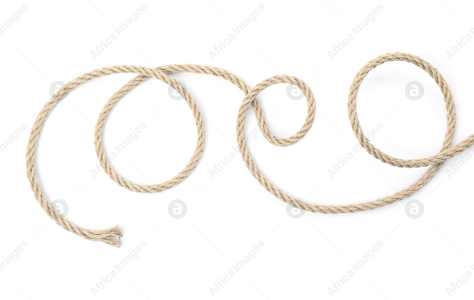 Photo of Hemp rope isolated on white, top view