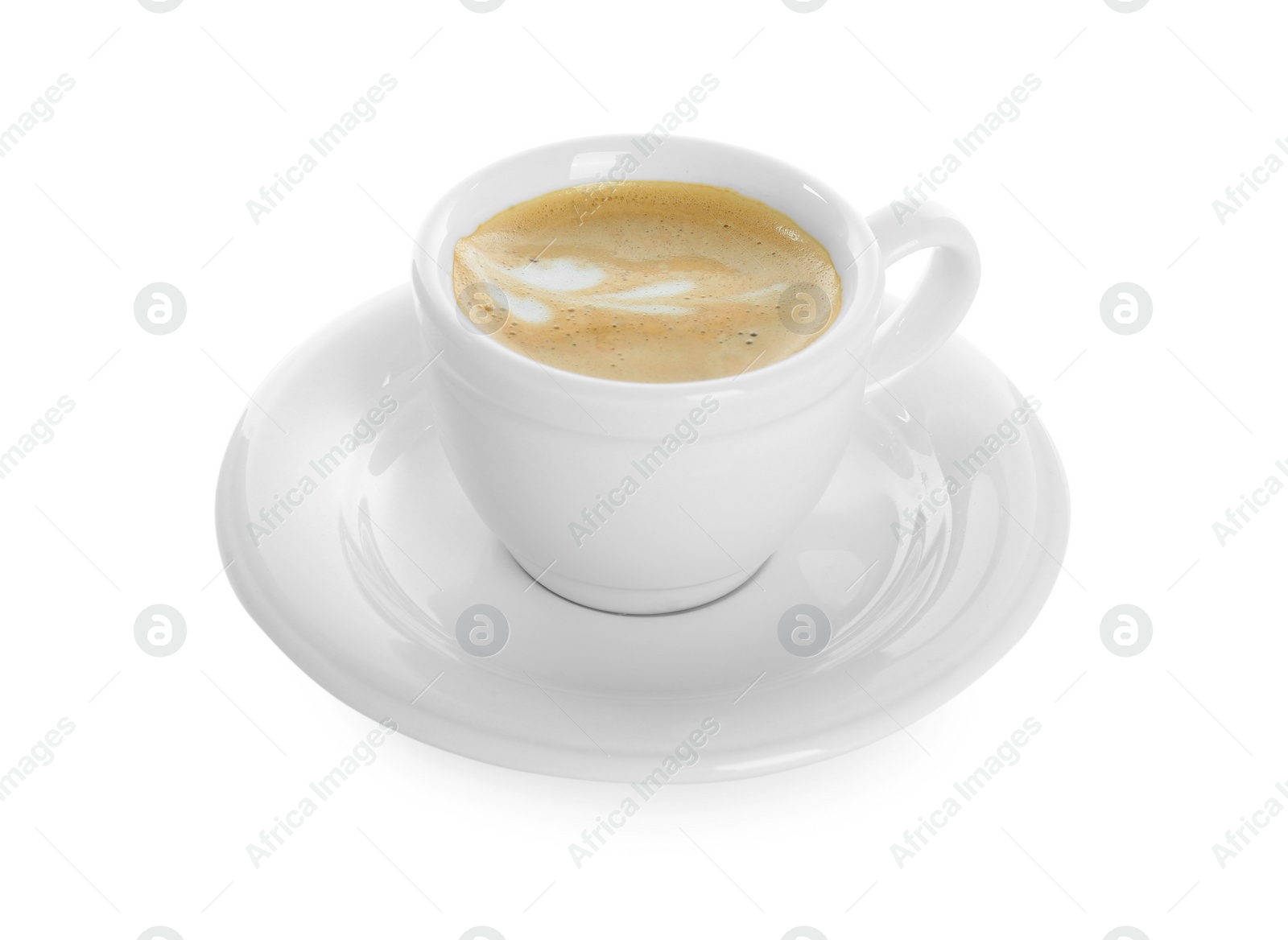 Photo of Cup of tasty coffee isolated on white