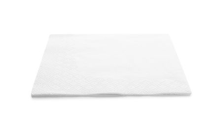 Photo of One clean paper napkin on white background