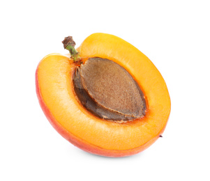 Half of delicious ripe apricot isolated on white