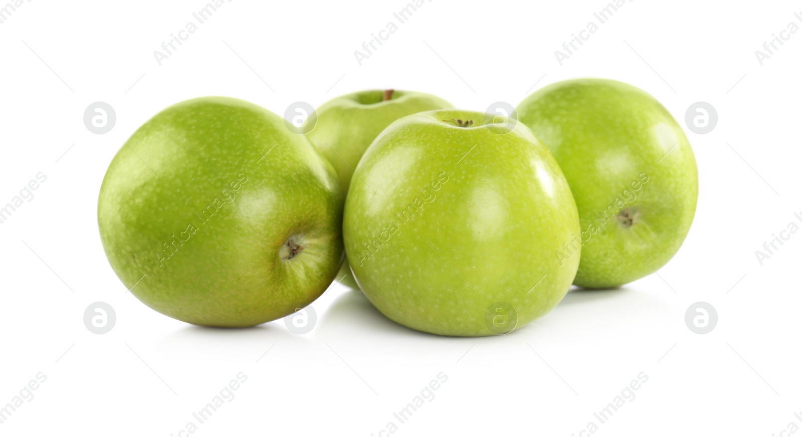 Photo of Fresh juicy green apples isolated on white