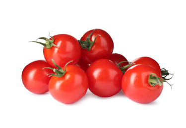 Photo of Tasty fresh raw tomatoes isolated on white