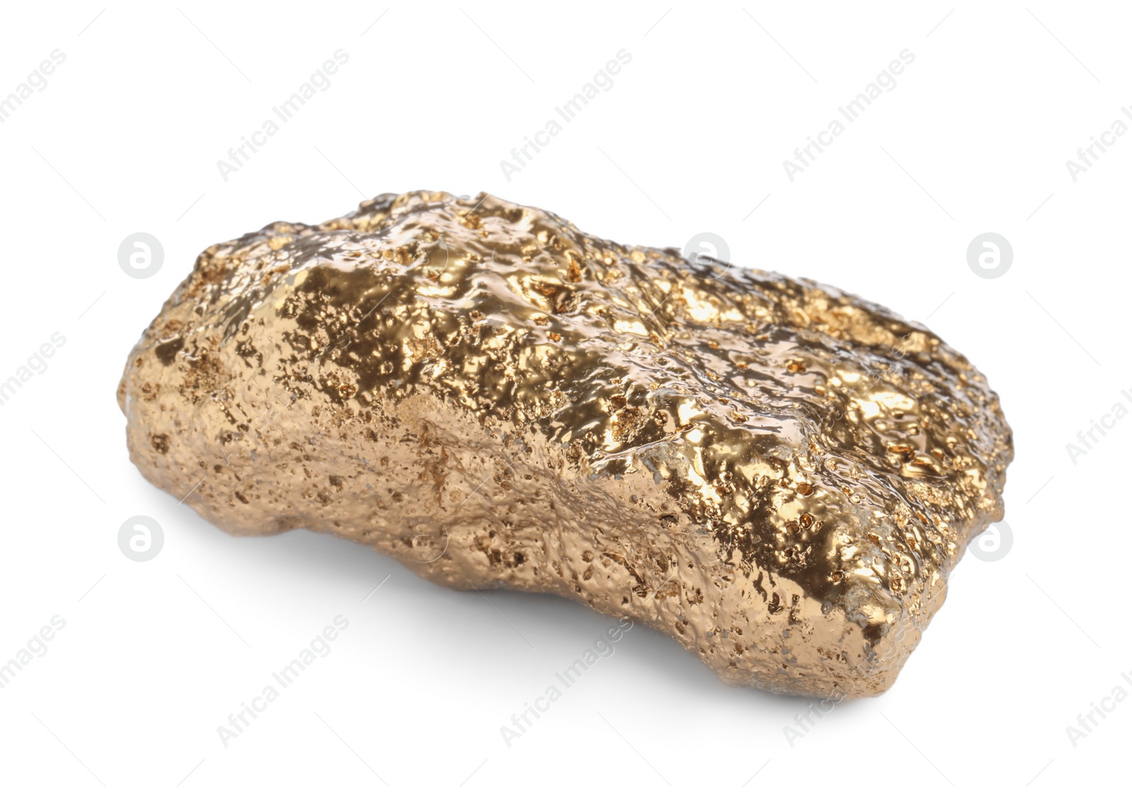 Photo of One beautiful gold nugget isolated on white