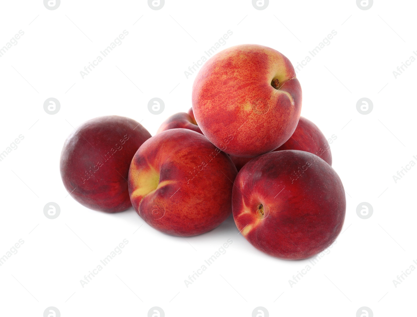 Photo of Delicious ripe sweet peaches isolated on white