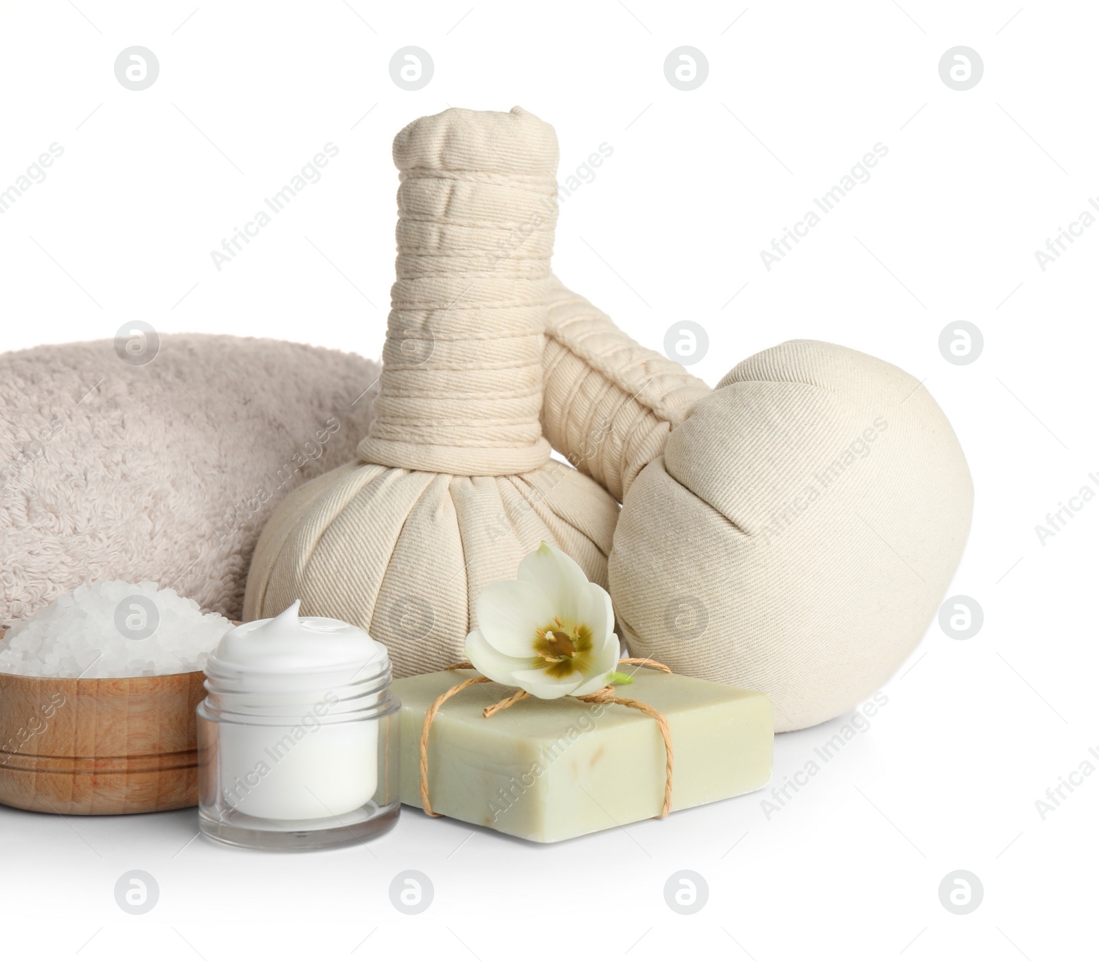 Photo of Spa composition with skin care products on white background