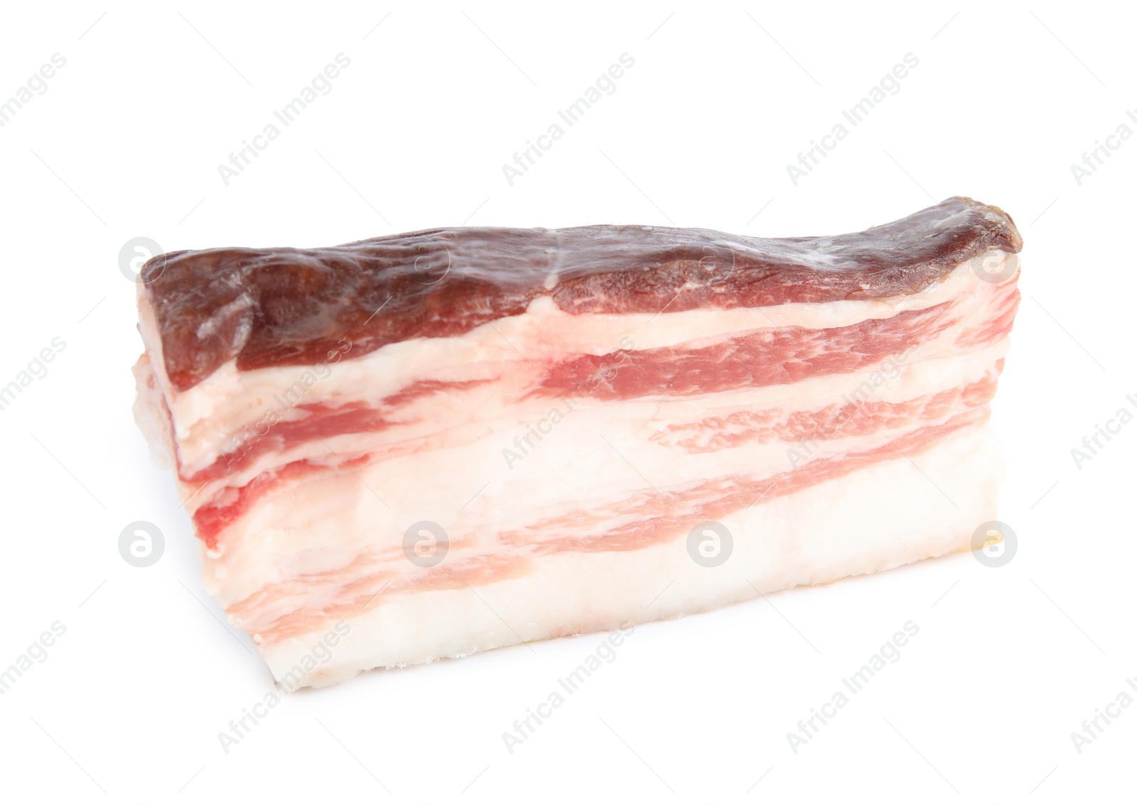 Photo of Piece of tasty bacon isolated on white