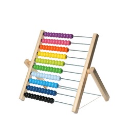 One wooden abacus isolated on white. Children's toy