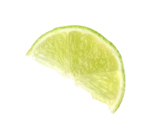 Photo of Cut fresh juicy lime on white background