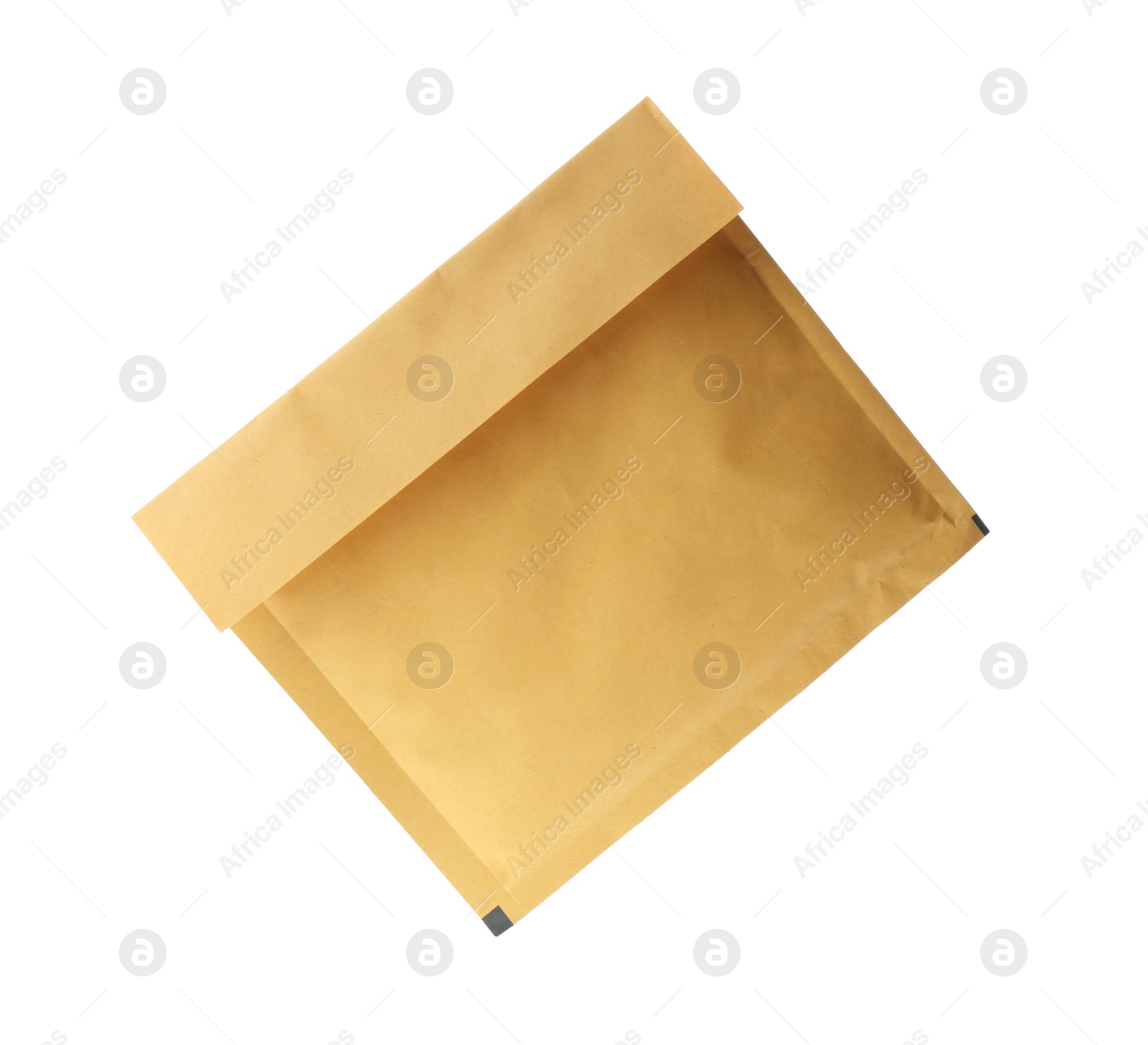 Photo of Kraft paper envelope isolated on white. Mail service