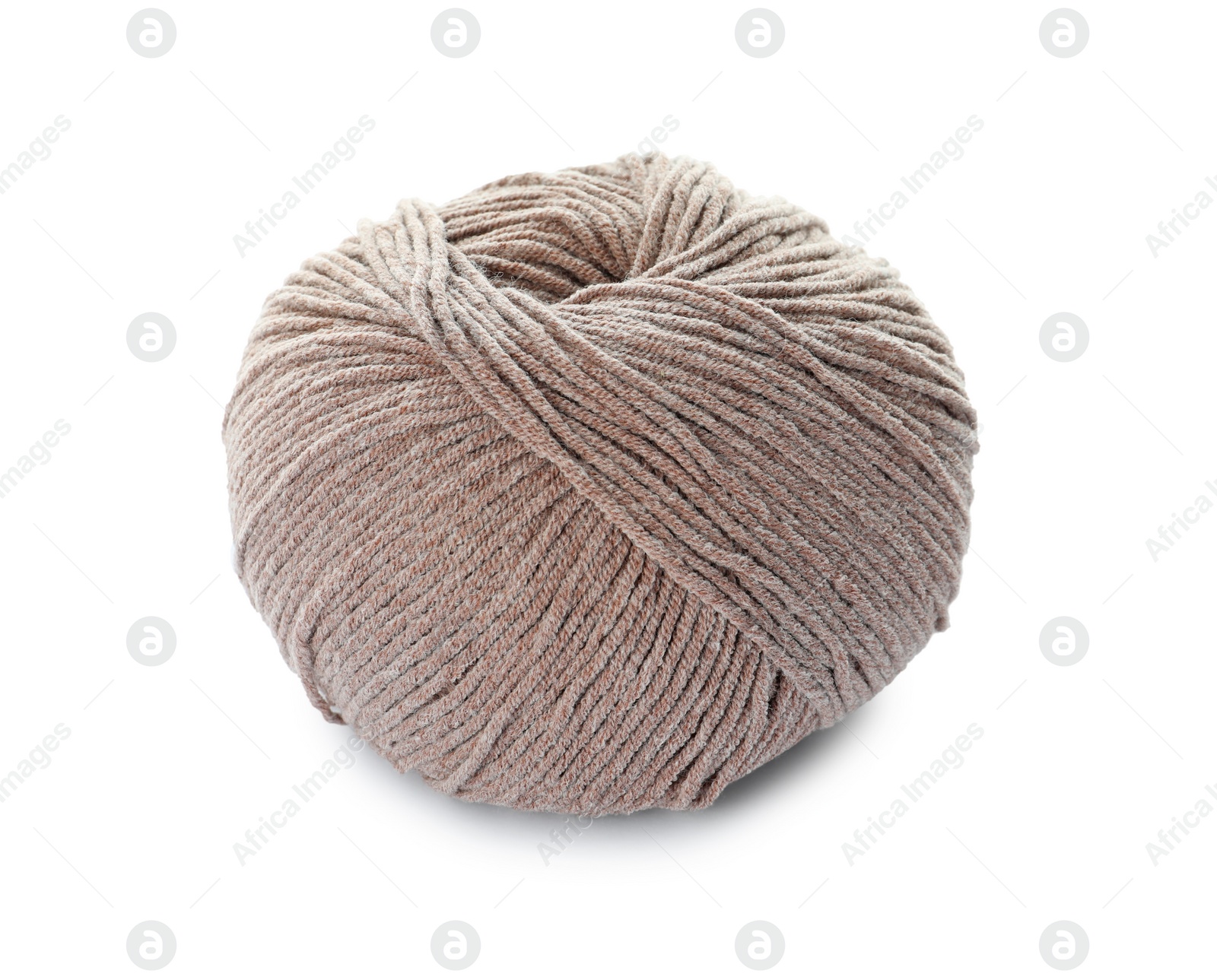 Photo of Soft light brown woolen yarn isolated on white