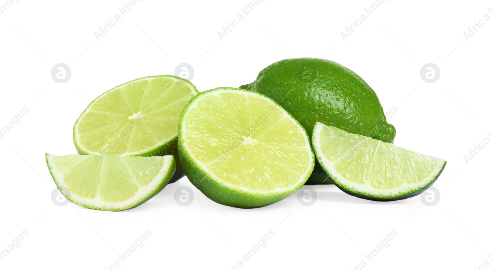 Photo of Fresh ripe green limes isolated on white