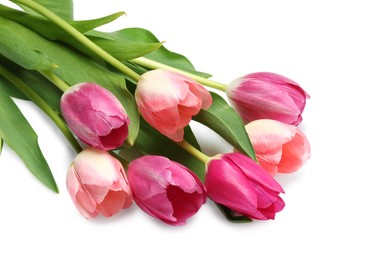 Photo of Beautiful pink tulip flowers isolated on white