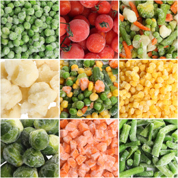 Image of Collage with different frozen vegetables as background