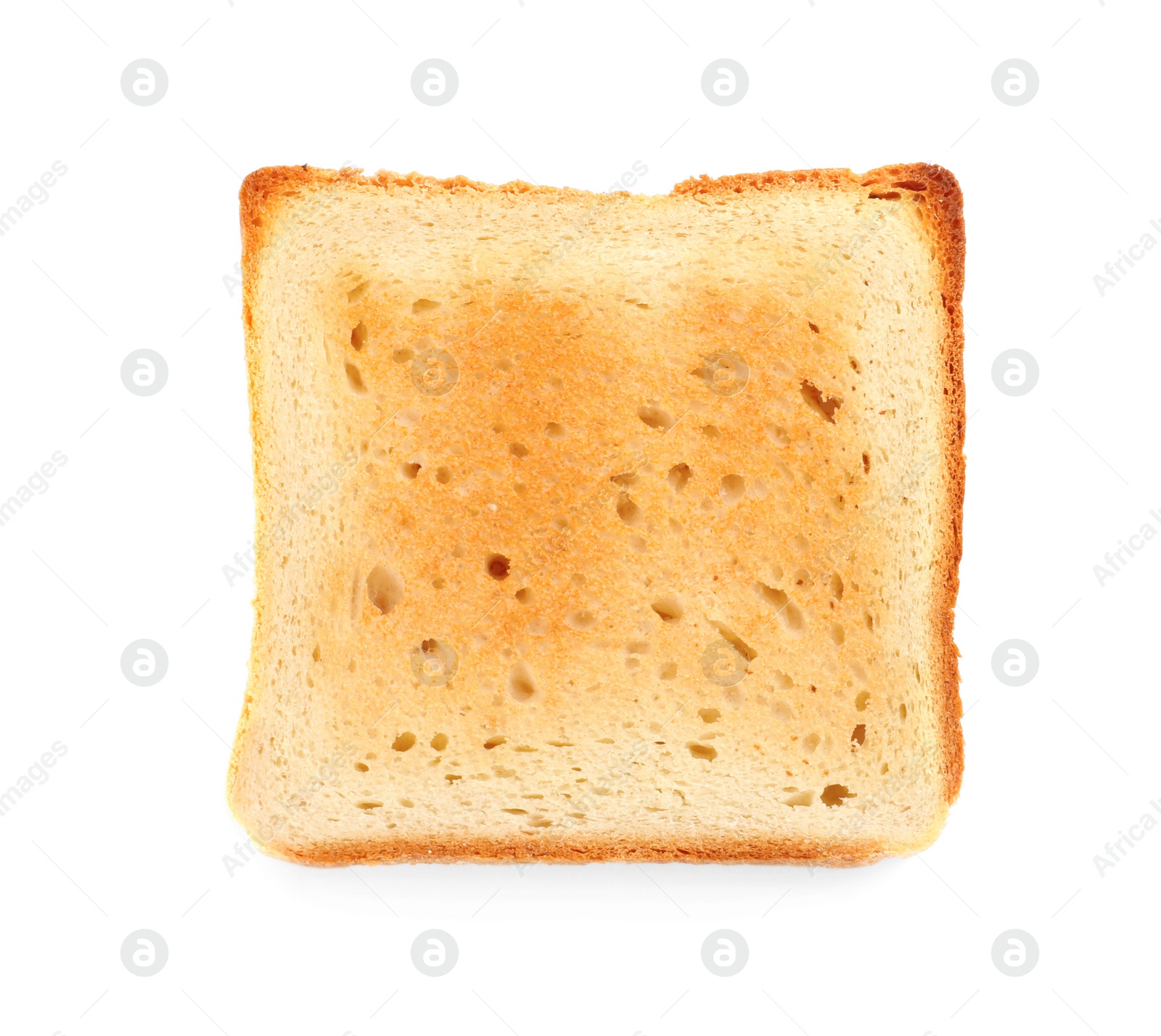 Photo of Slice of delicious toasted bread isolated on white