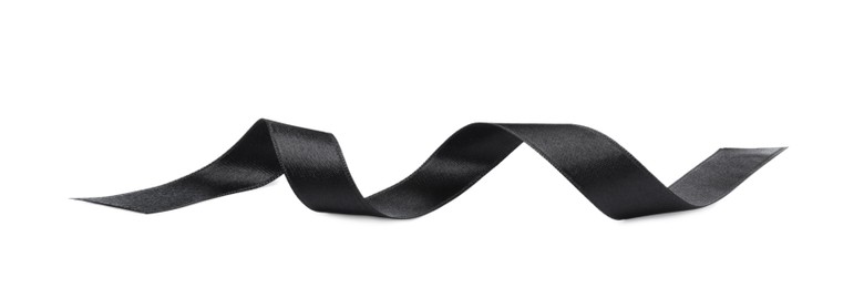 Photo of Beautiful elegant black ribbon isolated on white
