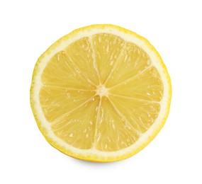 Citrus fruit. Slice of fresh lemon isolated on white, above view