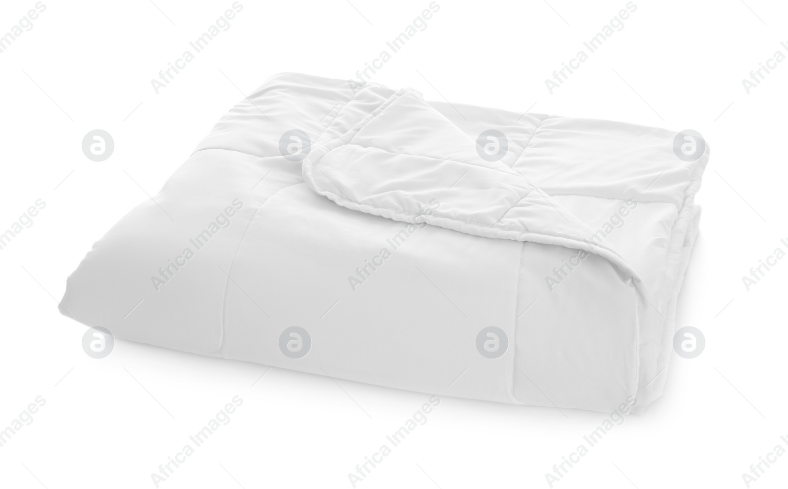 Photo of Folded clean blanket isolated on white. Household textile