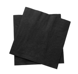 Photo of Black clean paper tissues on white background, top view