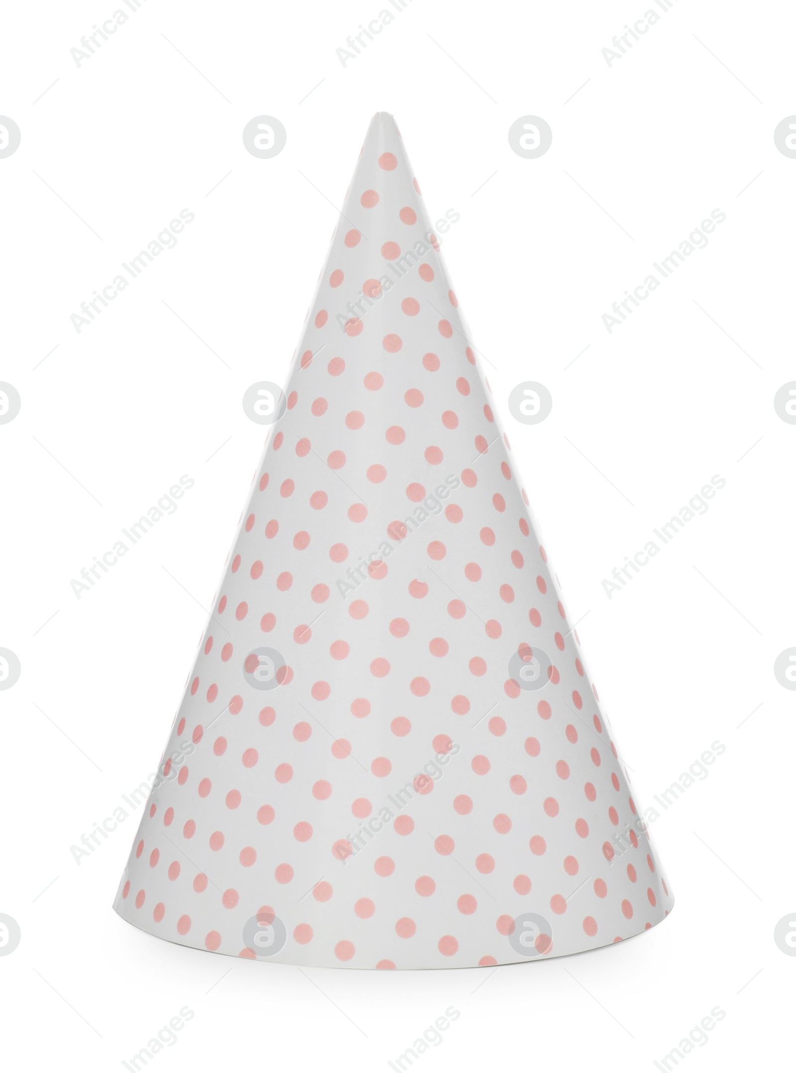 Photo of Bright party hat isolated on white. Festive accessory