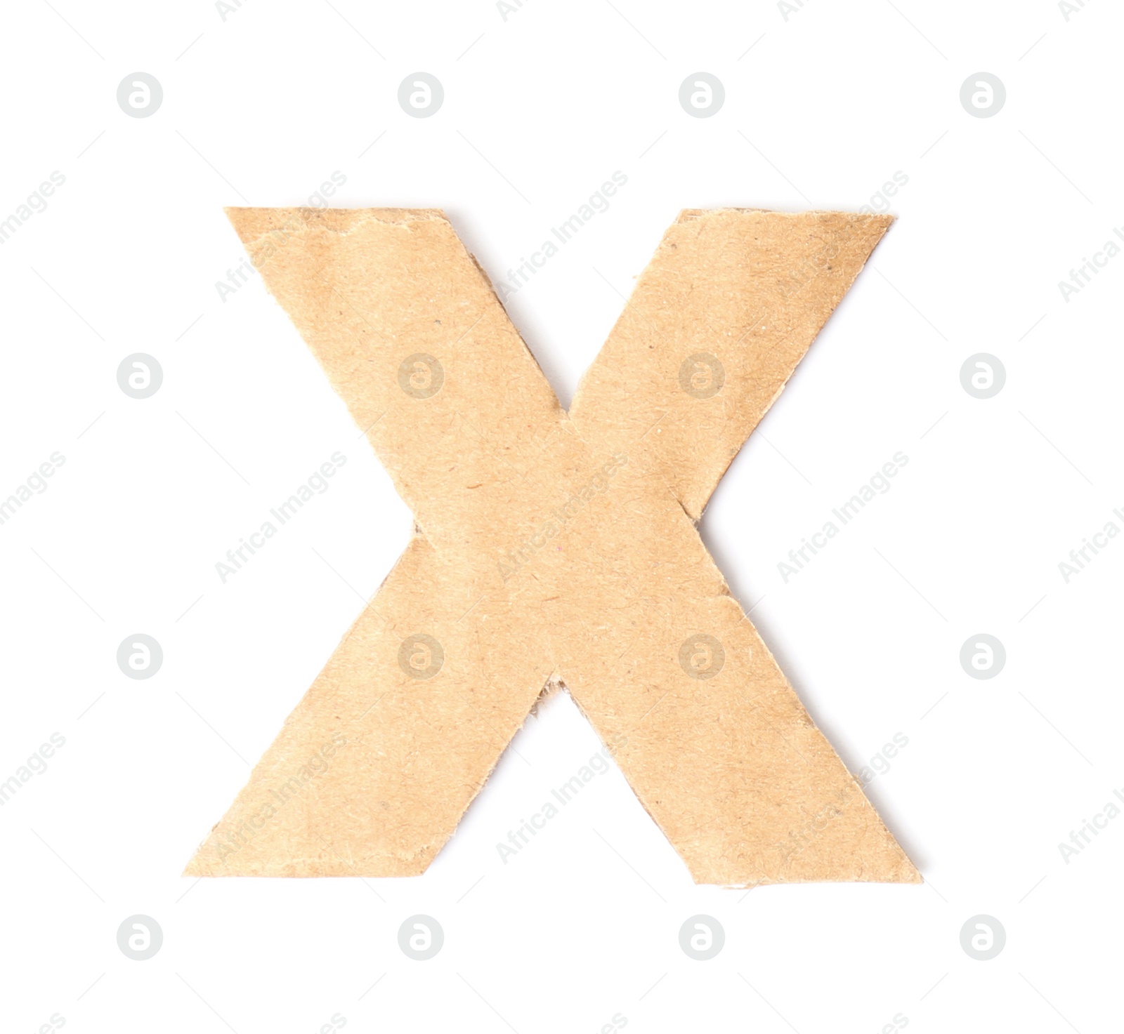 Photo of Letter X made of cardboard on white background