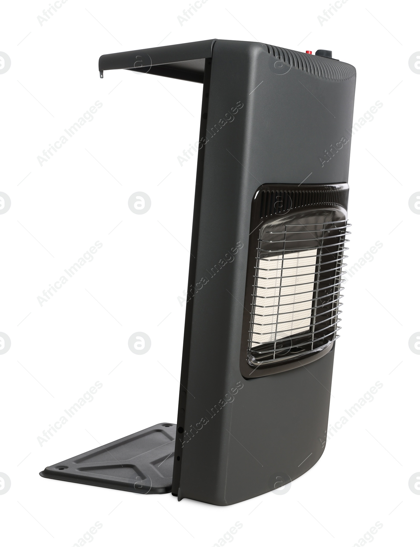 Photo of Modern gas heater isolated on white. Military equipment