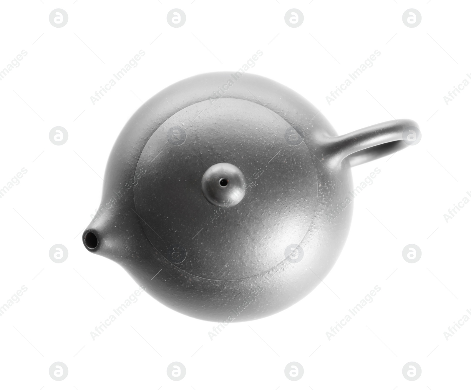 Photo of Teapot of freshly brewed oolong on white background, top view