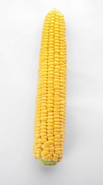 Photo of Tasty sweet corn cob on white background