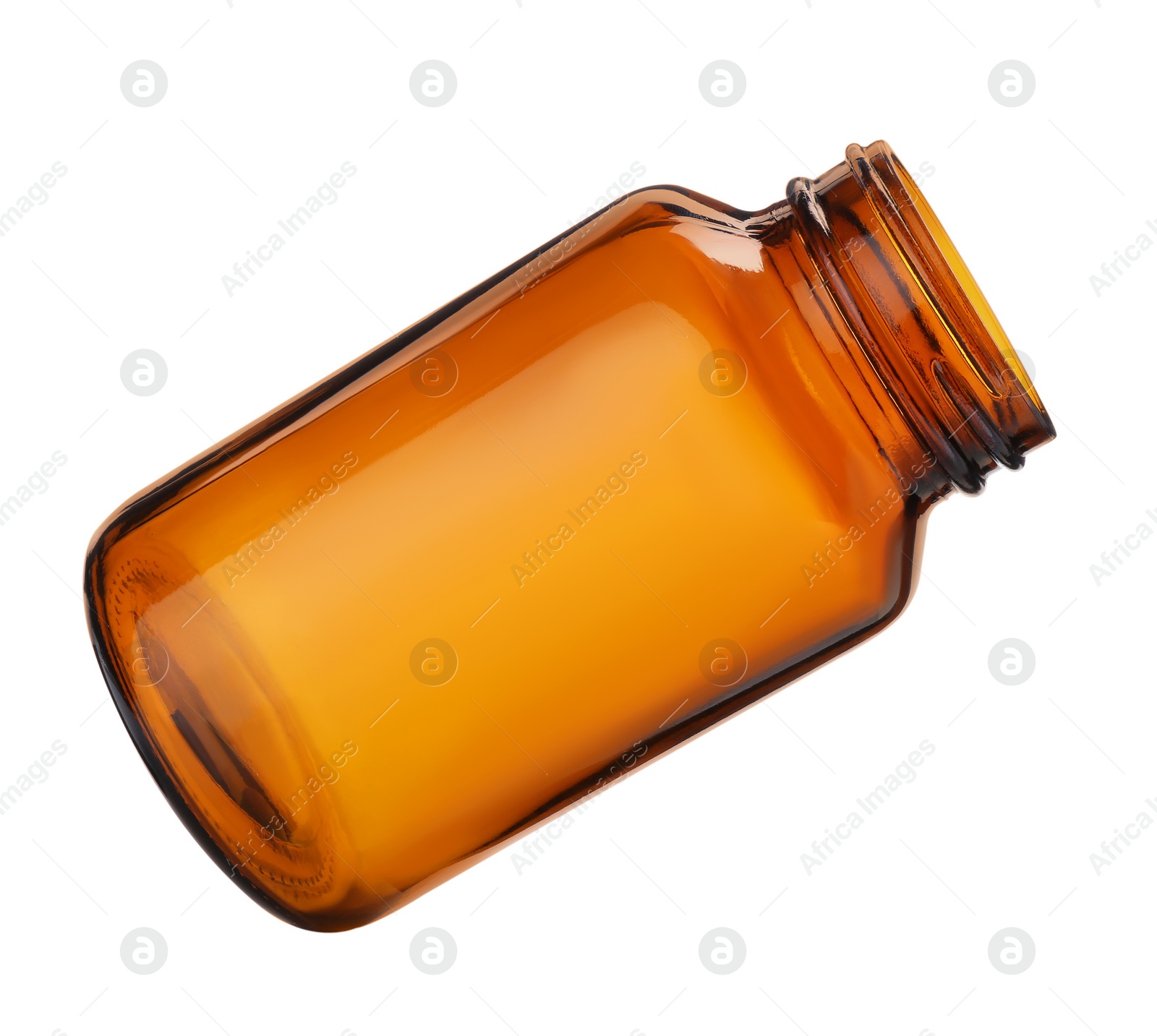 Photo of Blank glass pill bottle isolated on white