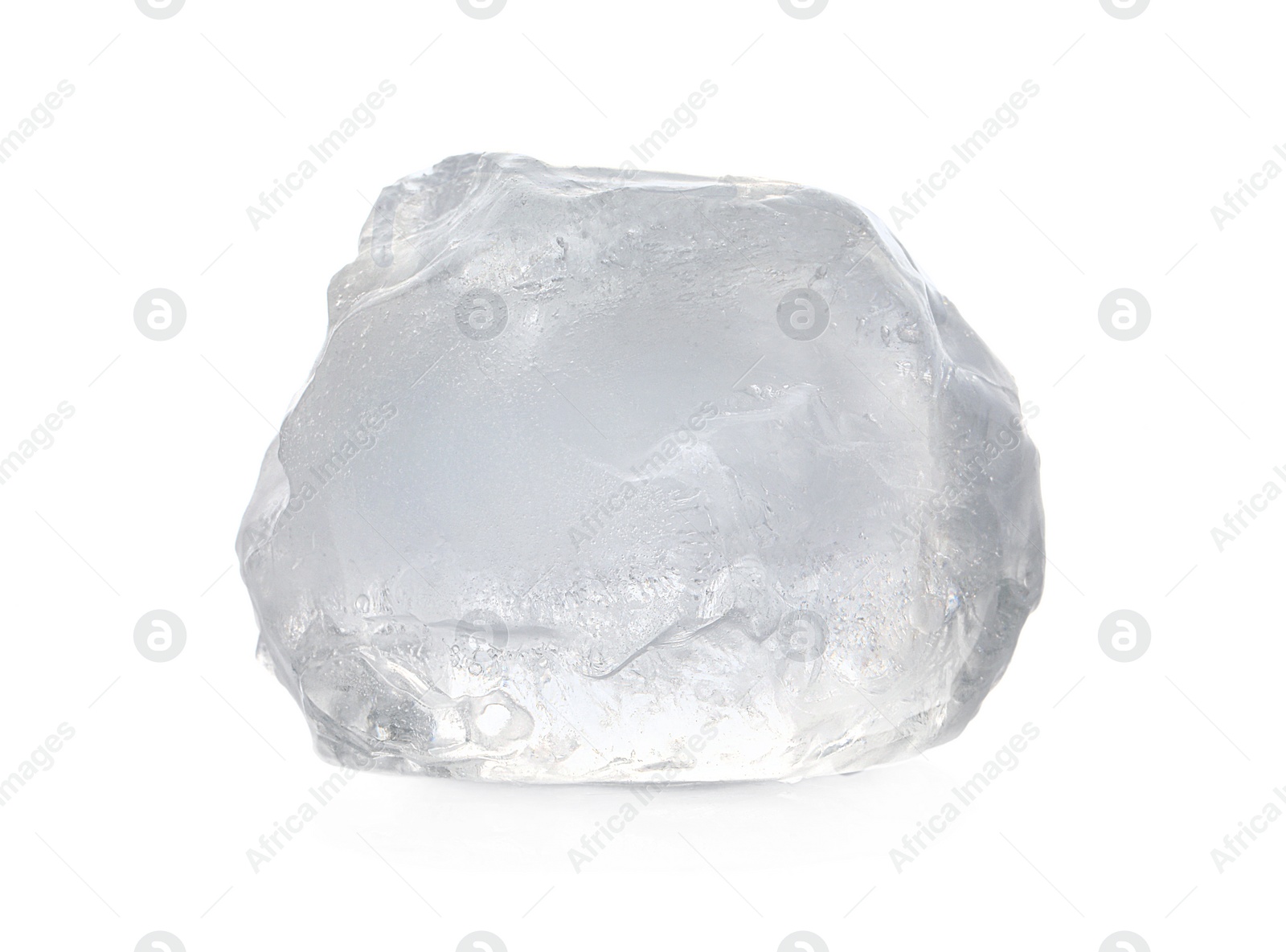 Photo of One crystal clear ice cube isolated on white