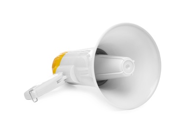 Electronic megaphone on white background