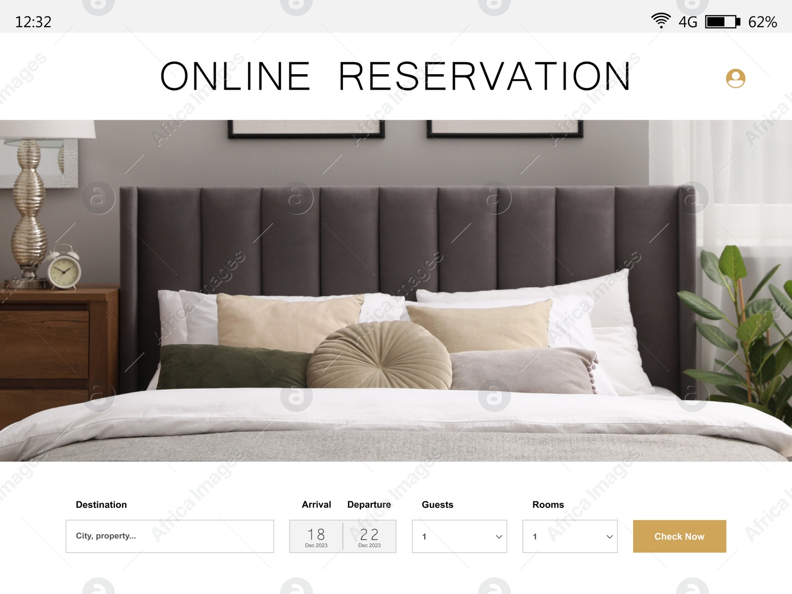 Image of Online hotel booking website interface with information