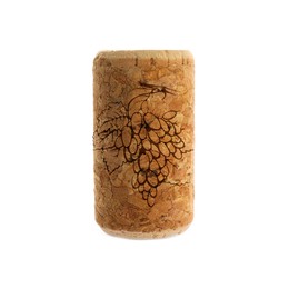 Wine cork with grape image isolated on white