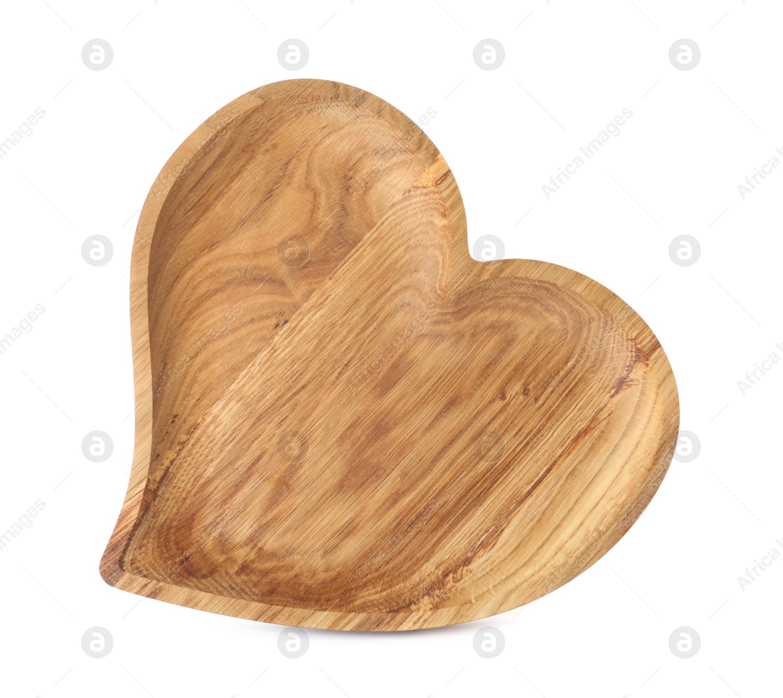 Photo of New wooden board in shape of heart isolated on white, top view