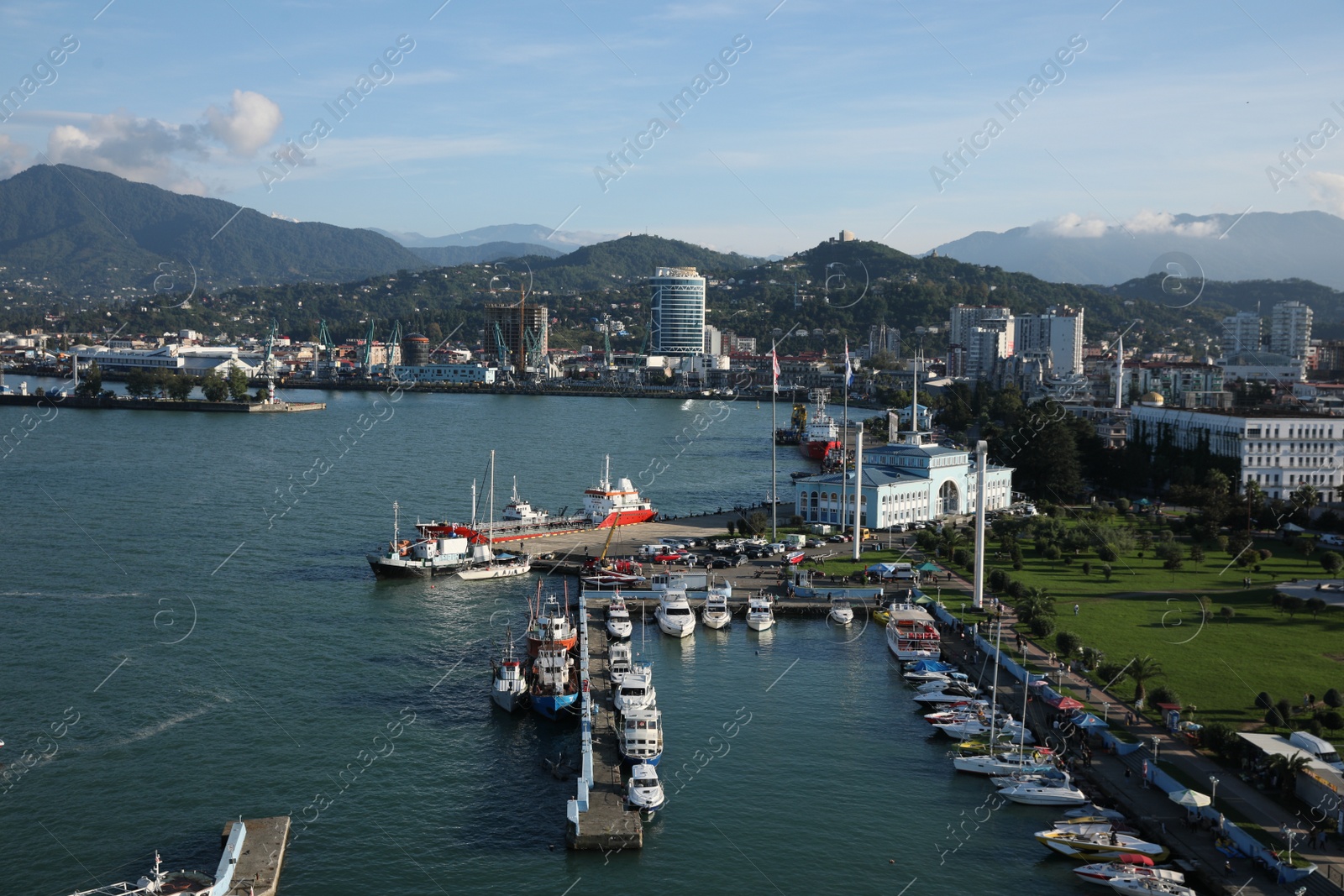 Photo of Batumi, Georgia - October 12, 2022: Picturesque view of modern city near sea coast