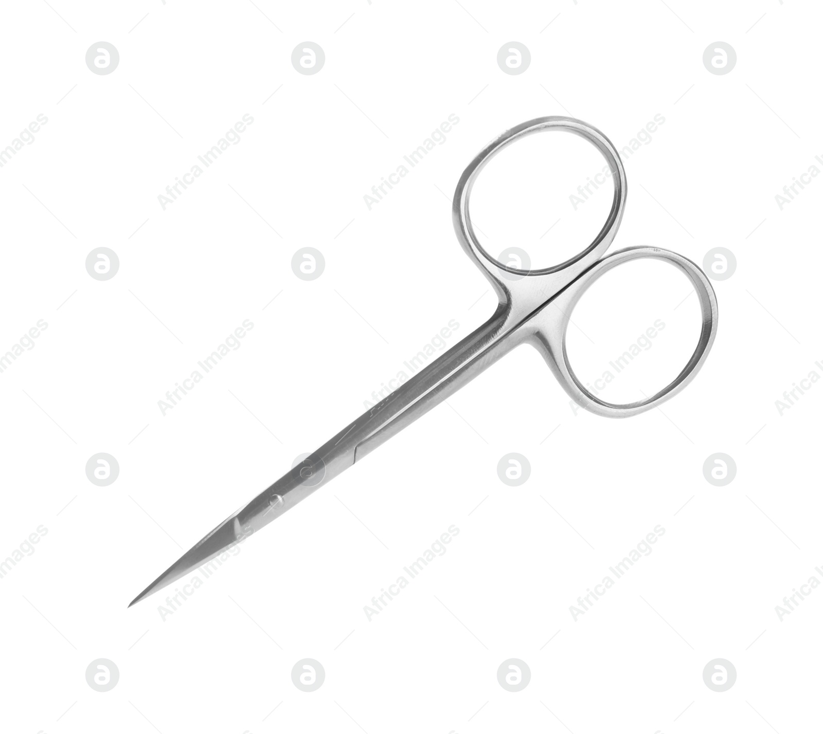 Photo of Pair of nail scissors on white background