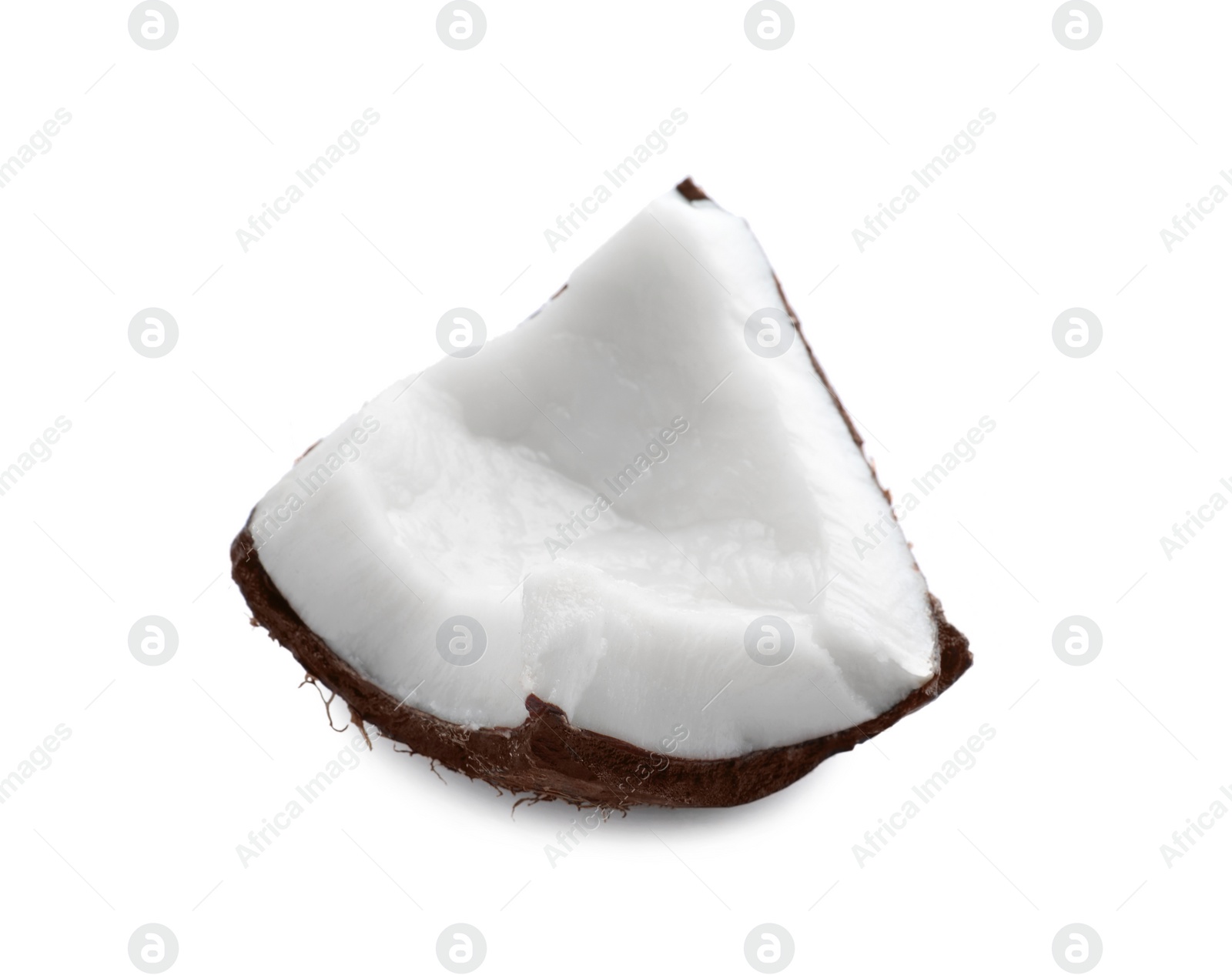 Photo of Piece of fresh ripe coconut isolated on white