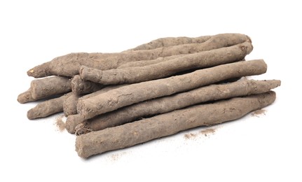 Fresh raw salsify roots isolated on white