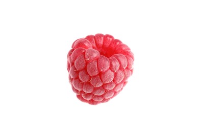 Photo of One fresh ripe raspberry isolated on white