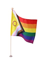 Bright progress flag on white background. LGBT pride