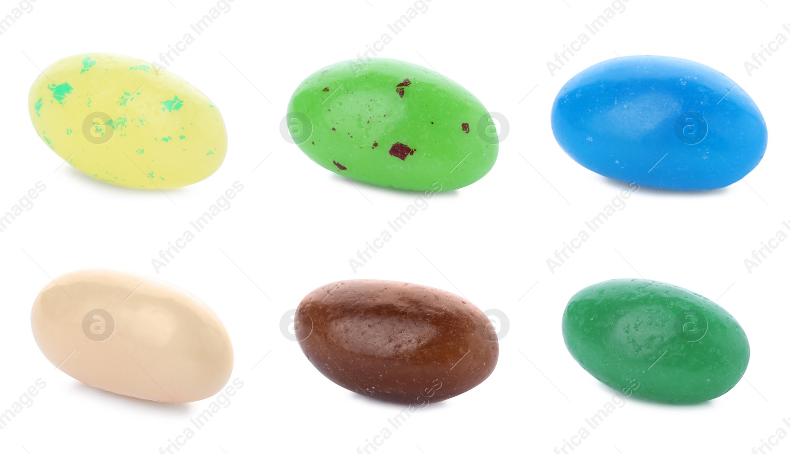 Image of Set of delicious candies on white background