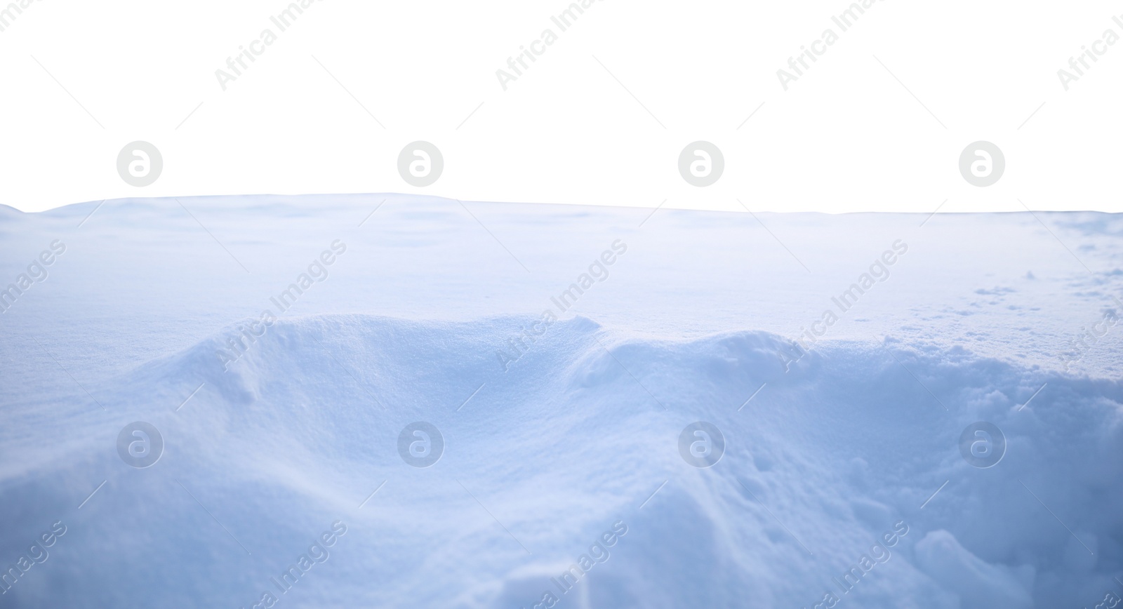 Image of Heap of snow on white background, closeup. Banner design