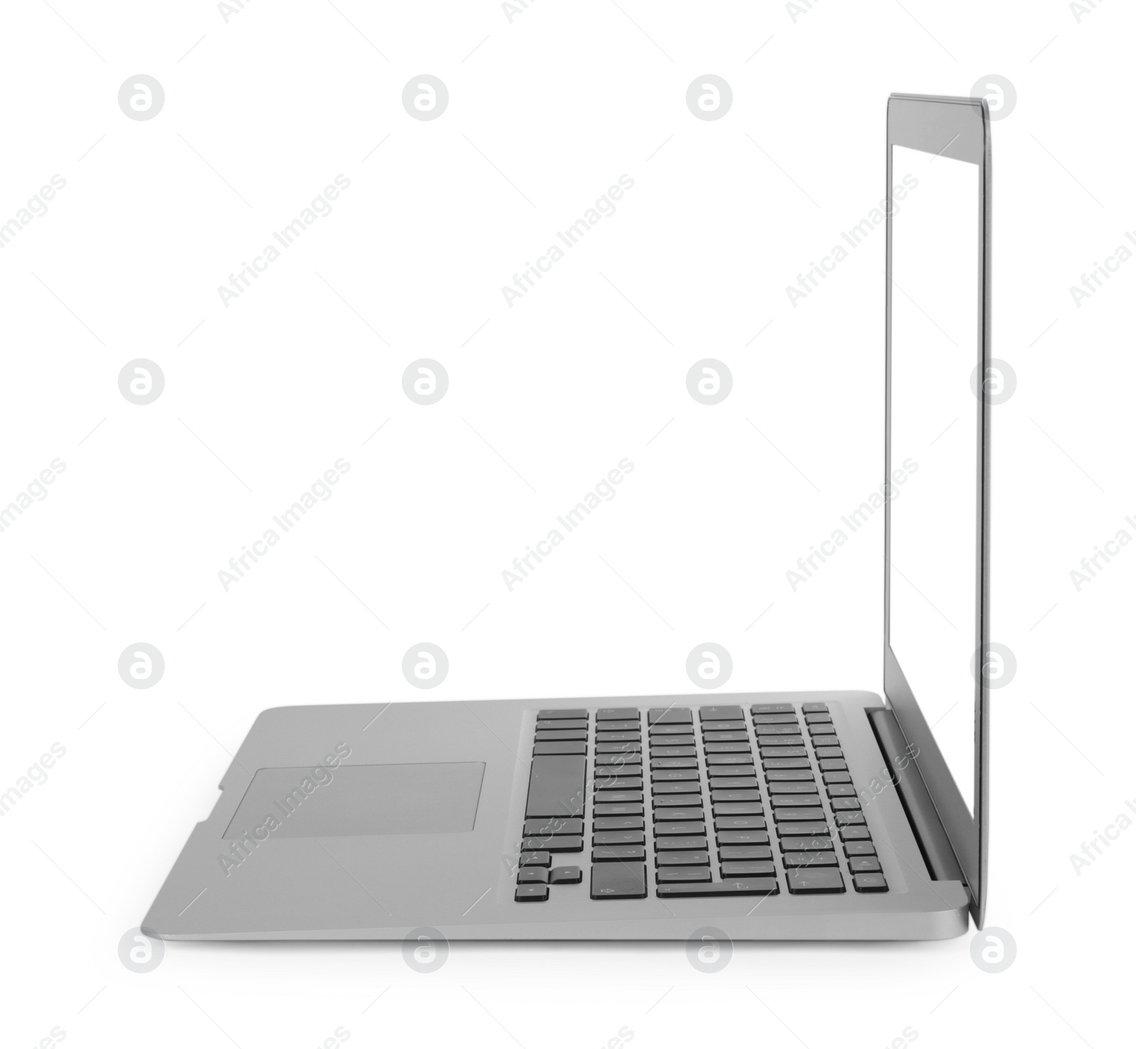 Photo of Open laptop isolated on white. Modern technology