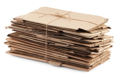 Photo of Stack of cardboard pieces isolated on white