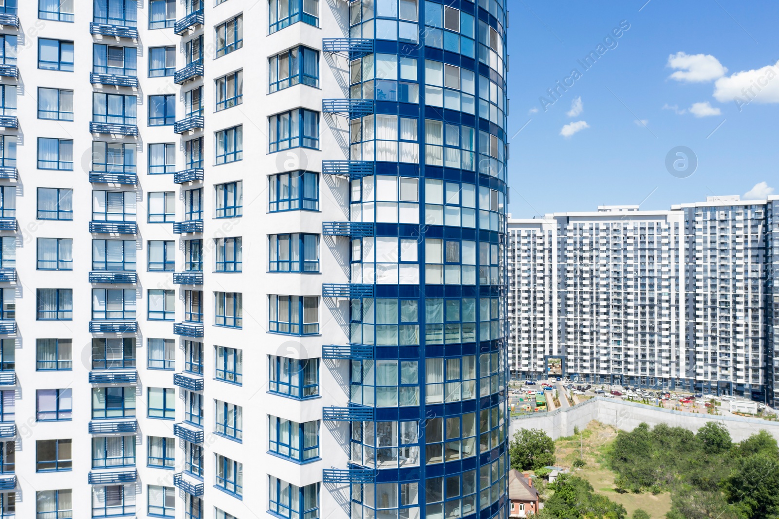 Image of Aerial view of modern buildings in city center