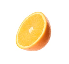 Photo of Half of fresh ripe orange isolated on white