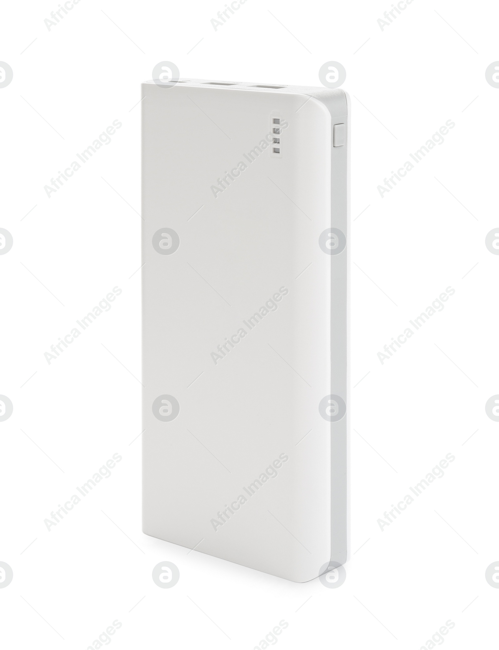 Photo of Modern external portable charger isolated on white